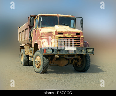 dumper, tipper, blurry, brown, cargo, conveying, delivery, dump, dumping, technics, equipment, lorry, rear-dump, tipping, transp Stock Photo