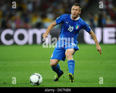 Italy's Antonio Cassano controls the ball during UEFA EURO 2012 quarterfinal soccer match England vs Italy at NSC Olimpiyskiy Olympic stadium in Kyiv, Kiev, Ukraine, 24 June 2012. Photo: Thomas Eisenhuth dpa (Please refer to chapters 7 and 8 of http://dpaq.de/Ziovh for UEFA Euro 2012 Terms & Conditions)  +++(c) dpa - Bildfunk+++ Stock Photo