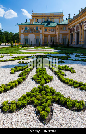 The formal gardens of the 17th century Wilanów Royal Palace in Warsaw,Poland. Stock Photo
