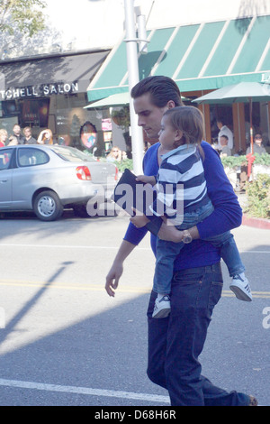 Scott Disick, Mason Dash Disick and Kourtney Kardashian Kourtney Kardashian  leaving La Scala restaurant after having lunch with Stock Photo - Alamy