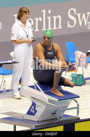 South Africa's Natalie du Toit takes part in the 26th International German championship for swimmers with an impairment at the swimming and diving arena SSE in Berlin, Germany, 30 June 2012. The Championship is held in advance of the London 2012 Paralympic Games. Photo: Markus Heine Stock Photo