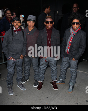 Prodigy, Princeton, Ray Ray and Roc Royal of Mindless Behavior Celebrities outside ABC Studios for 'Good Morning America' New Stock Photo