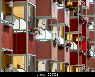 Balconies of an apartment house in Frankfurt/Oder, Germany, 20 July 2012. Photo: Soeren Stache Stock Photo