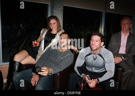 Ayla Webb, Dave Cruz and Abe Cruz Dave Cruz and Abe Cruz hold a viewing party for 'The Millionaire Matchmaker Reunion: Part 2'. Stock Photo