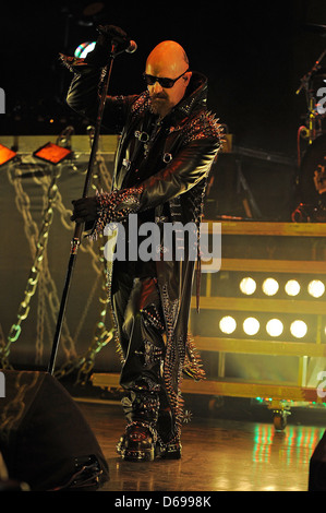 Rob Halford Judas Priest performs live at the Bayfront Amphitheater Miami Beach, Florida Stock Photo