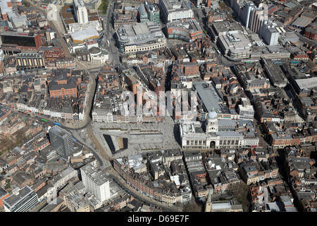 aerial view of Nottingham city centre, Nottingham Town Hall Stock Photo