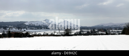image/s of Shropshire Hills, Frodesley and Acton Burnell during very cold and snowy March weather. Stock Photo