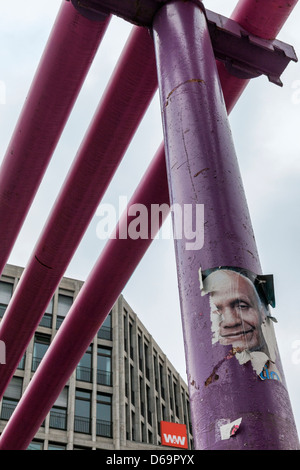 Giant Pink pipes that drain surface water that floods construction sites and convey it to canal or river, Potsdamerplatz, Berlin,Germany Stock Photo