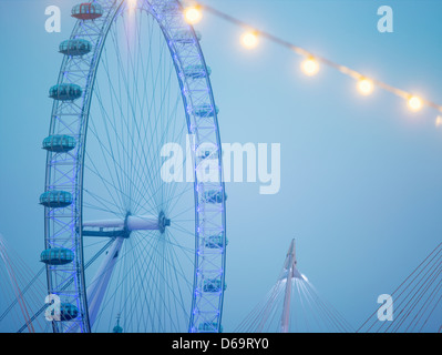 London Eye ferris wheel in blue sky Stock Photo