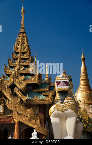 The spires, stupas and pagodas of the Shwedagon Temple Complex in Yangon, Myanmar 11 Stock Photo