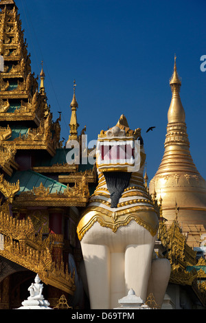 The spires, stupas and pagodas of the Shwedagon Temple Complex in Yangon, Myanmar 10 Stock Photo