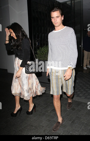 Kourtney Kardashian and Scott Disick filming for 'Keeping Up with the Kardashians' at the Andaz hotel in West Hollywood Los Stock Photo
