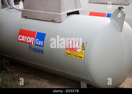 Calor gas propane cylinder for domestic fuel, UK Stock Photo