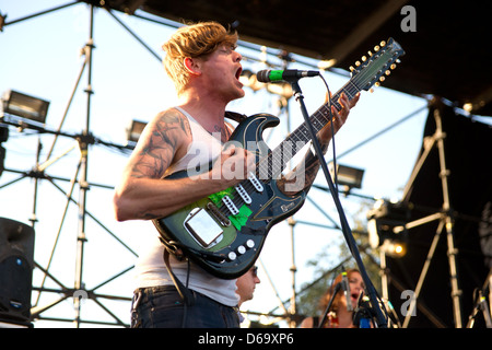 John Dwyer of Thee Oh Sees playing at the Fun Fun Fun festival Held at Auditorium Shores Austin, Texas - 04.11.11 Stock Photo