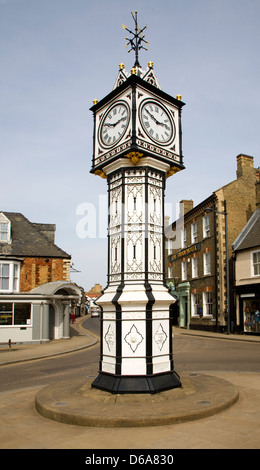 Victorian clock tower in town centre, Downham Market, Norfolk, England Stock Photo