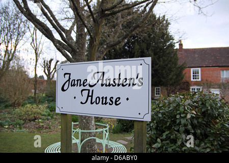 Jane Austen's House Museum is a large 17th-century house in the centre of the village of Chawton, preserved in her memory. Stock Photo