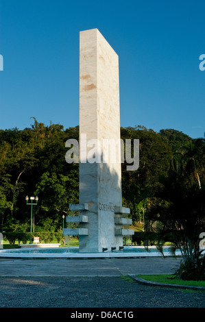 Goethals Monument below the administration building of Panama Canal Stock Photo