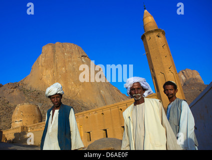 Men In Front Of Khatmiyah Mosque At The Base Of The Taka Mountains, Kassala, Sudan Stock Photo
