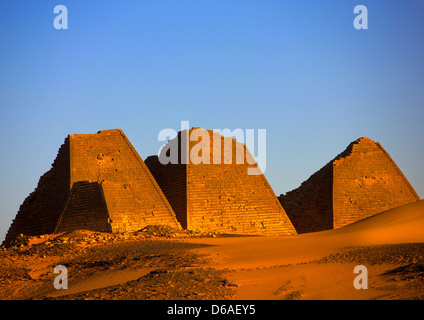 Pyramids In Royal Cemetery, Meroe, Sudan Stock Photo