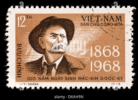 Postage stamp from North Vietnam depicting Maxim Gorki. Stock Photo