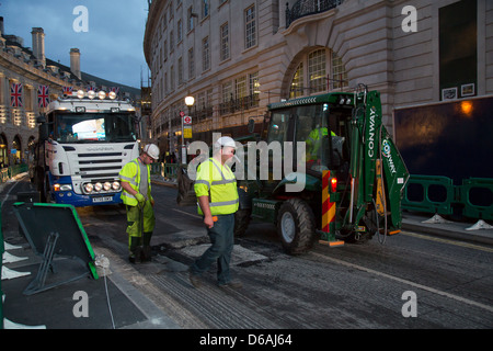 London, United Kingdom, road construction site in Regent Street Stock
