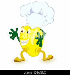 Lemon-cartoon-character-in-chef-hat Stock Photo