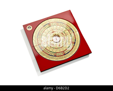 Chinese Feng Shui compass on white background Stock Photo