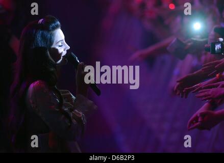 US-Americain singer Lana Del Rey sings on stage at the Velodrom in ...