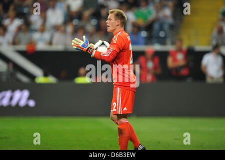Germany's goalkeeper Marc-Andre ter Stegen gestures during the friendly soccer match between Germany and Argentina at the Commerzbank-Arena in Frankfurt/Main, Germany, 15 August 2012. Photo: Revierfoto Stock Photo