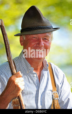 Hotelier of the Hotel Stanglwirt, Balthasar Hauser, smiles at the Hauser mountain pasture near Going in Tyrol, Austria, 20 August 2012. Photo: Ursula Dueren Stock Photo