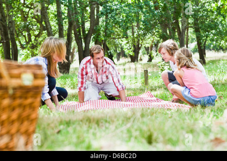 Family having picnic in park Stock Photo