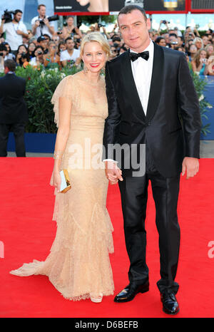 Naomi Watts and husband Liev Schreiber arrive for the premiere of the movie 'The Reluctant Fundamentalist' during the Opening of the 69th Venice Film Festival in Venice, Italy, 29 August 2012. Photo: Jens Kalaene dpa Stock Photo