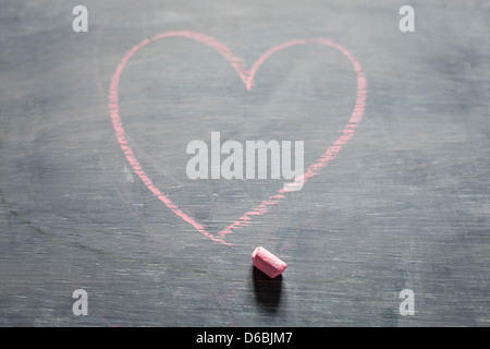 Chalk and heart shape on blackboard Stock Photo