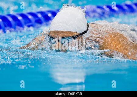 Natalie du Toit of South Africa competes during the Women's 100m Breaststroke - SB8 Swimming Final for the London 2012 Paralympic Games Swimming competition at the Aquatics Centre, Great Britain, 1 September 2012. Photo: Daniel Karmann dpa  +++(c) dpa - Bildfunk+++ Stock Photo