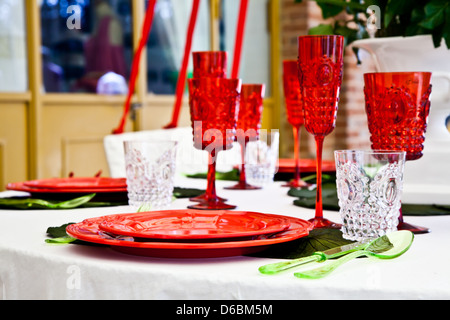 Dinner table setup - Italian Style Stock Photo