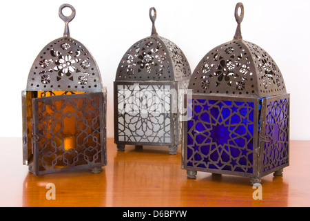 Egyptian lamps - metal and colored glass Stock Photo