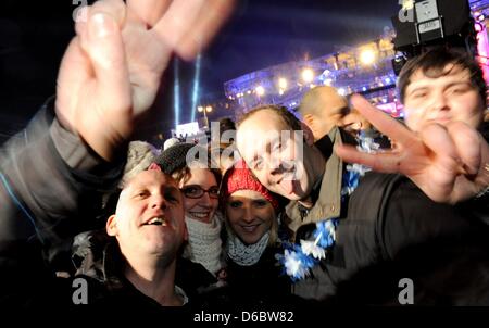 People celebrate New Year's Eve in Zadar, Croatia on December 31, 2024