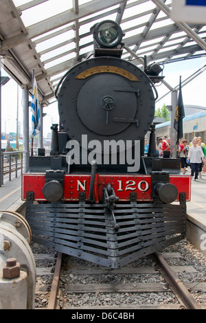 Uruguay, Montevideo, Colon area. Vintage steam train, circa 1910, fully ...