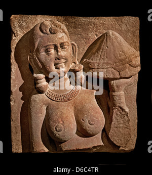 Indian Woman bringing offerings limestone 2 century AD Kushan period India Mathura Region Uttar Pradesh Woman bringing offerings Stock Photo