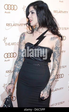 TV personality and tattoo artist Kat Von D attends the Art Of Elysium's 5th Annual Heaven Gala at Historic Union Station in Los Angeles, USA, 14 January 2012. Photo: Hubert Boesl Stock Photo