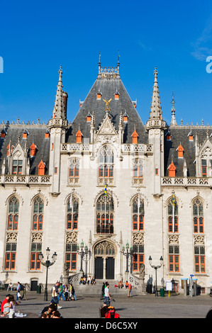 neo-gothic post office in market square, old town, Unesco World Heritage Site, Bruges, Flanders, Belgium, Europe Stock Photo