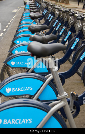 Cycle hire stations in London Stock Photo
