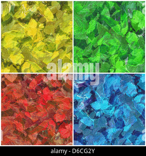 Leaves, painted on canvas Stock Photo