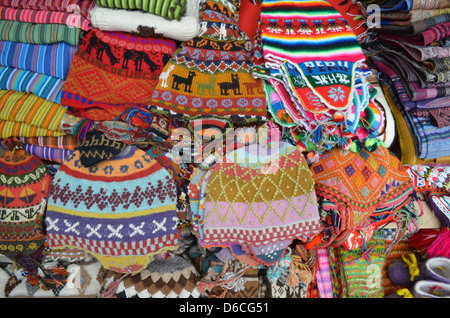 Handicrafts for sale in a Peruvian toruist market Stock Photo