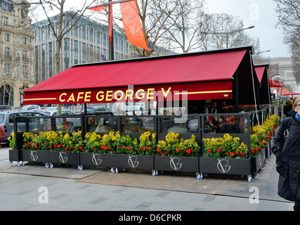 Café George V on the Avenue Champs-Elysees Paris France Stock Photo