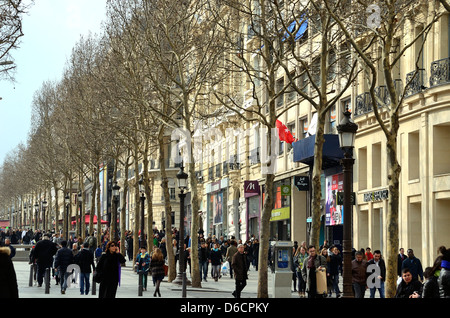 Shops and crowds on The Champs-Elysees Paris France Stock Photo - Alamy