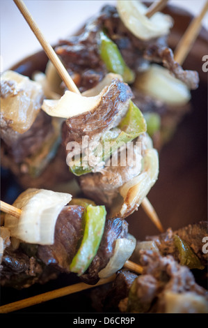 Horse meat kabob - Typical Mapuche fare in Temuco, Chile Stock Photo