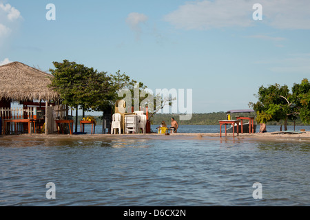 Brazil, Amazon, Alter Do Chao. Famous Alter Do Chao beach during the height of the wet season. Stock Photo