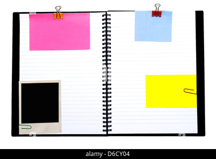 spiral notebook and notes Stock Photo