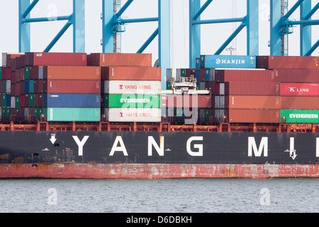 A containerized shipping terminal at the Port Of Virginia in Norfolk.  Stock Photo